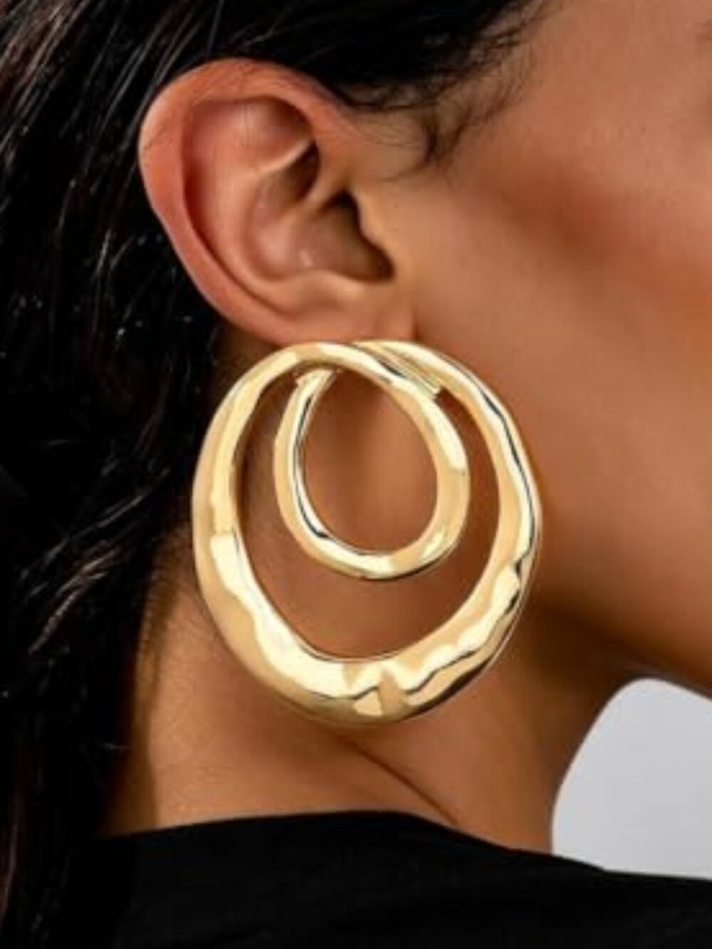 Chunky Gold Large Statement Ears for Women Vintage Simple Big Circle Drop